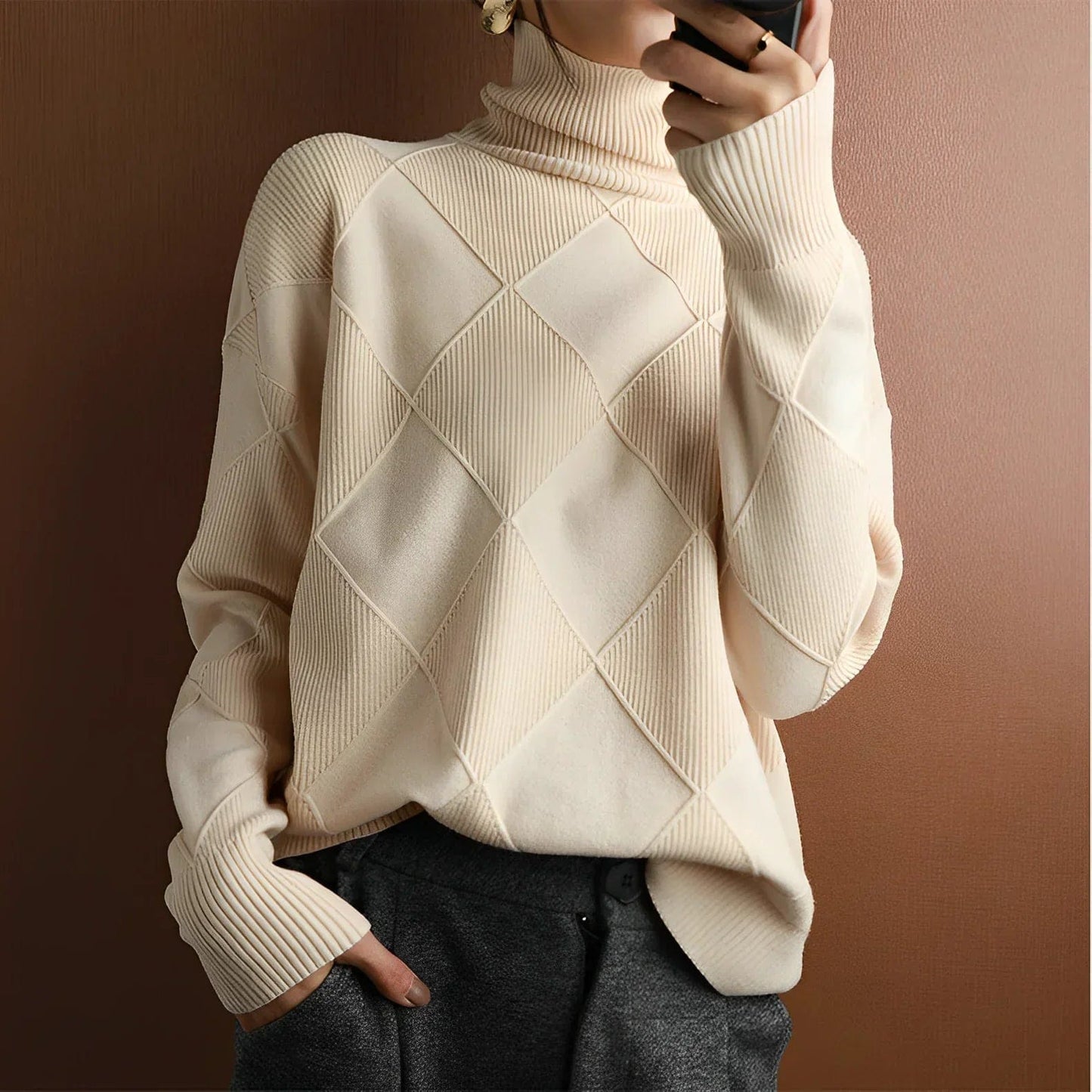 Marie Cashmere-trøje med rullekrave